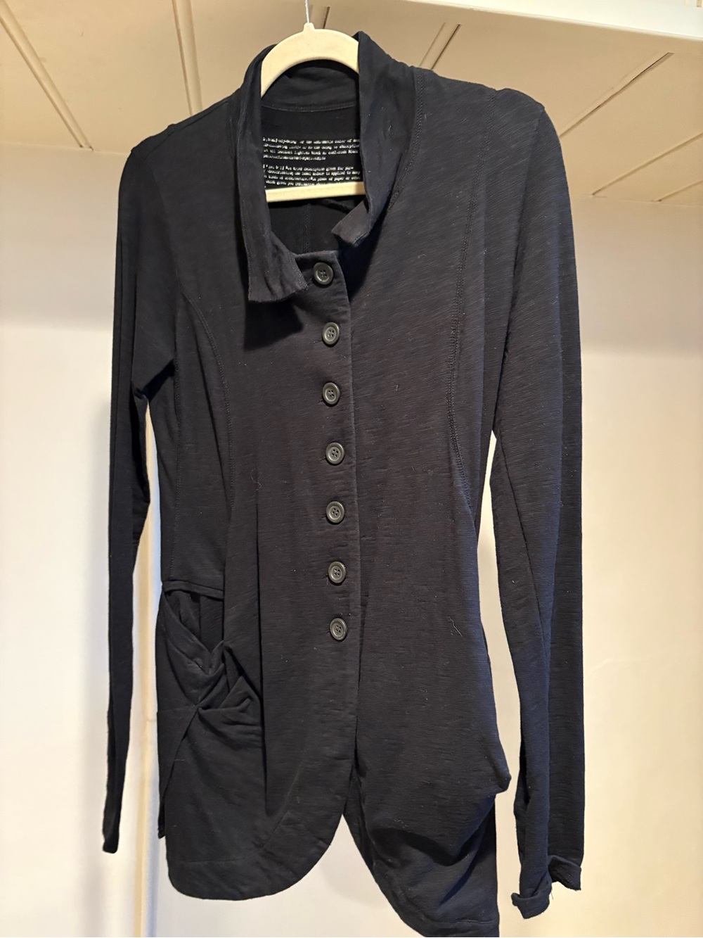 Black Button-Front Long Sleeve Women's Shirt Jacket